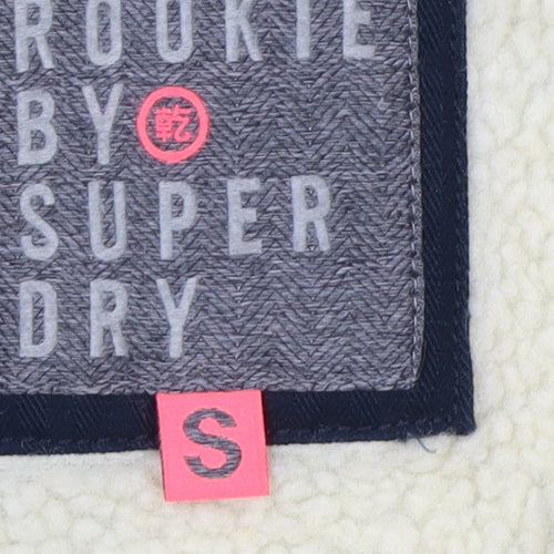 Superdry Women’s Blue Cotton Military Jacket Size S Lined Zip Pockets