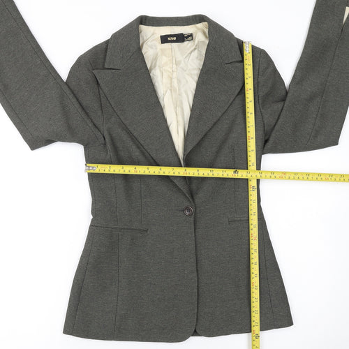 MNG Women Grey Size 8 Classic Single-Breasted Blazer Jacket