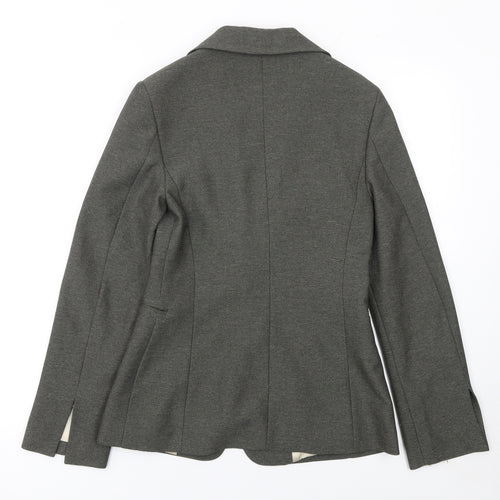 MNG Women Grey Size 8 Classic Single-Breasted Blazer Jacket