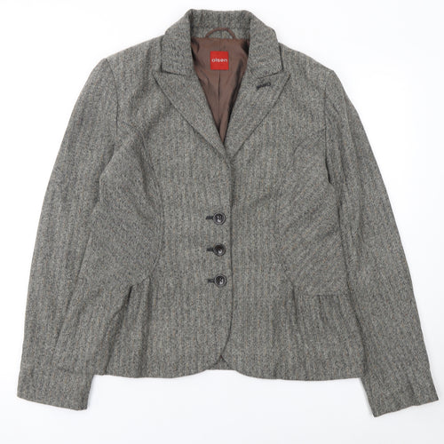 Olsen Womens Grey Tweed Classic Single-Breasted Blazer Size 14