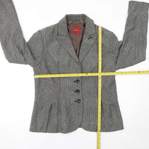 Olsen Womens Grey Tweed Classic Single-Breasted Blazer Size 14