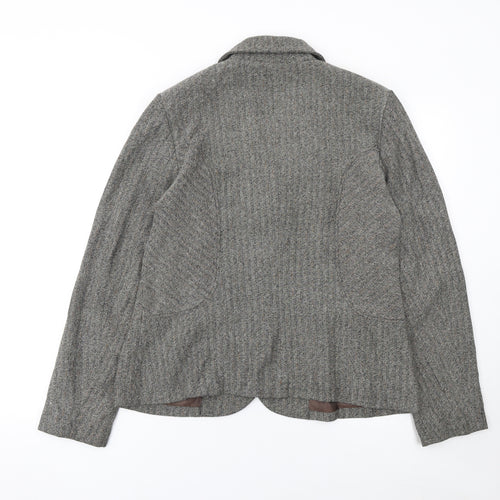 Olsen Womens Grey Tweed Classic Single-Breasted Blazer Size 14