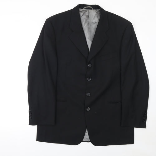 Tom English Studio Men's Black 40 Regular Wool Blend Suit Jacket