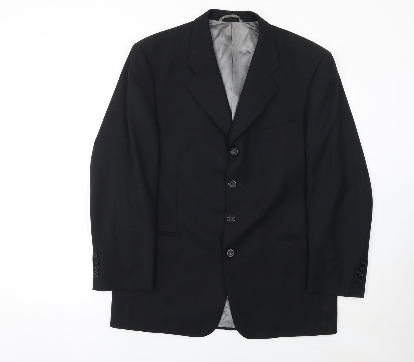 Tom English Studio Men's Black 40 Regular Wool Blend Suit Jacket