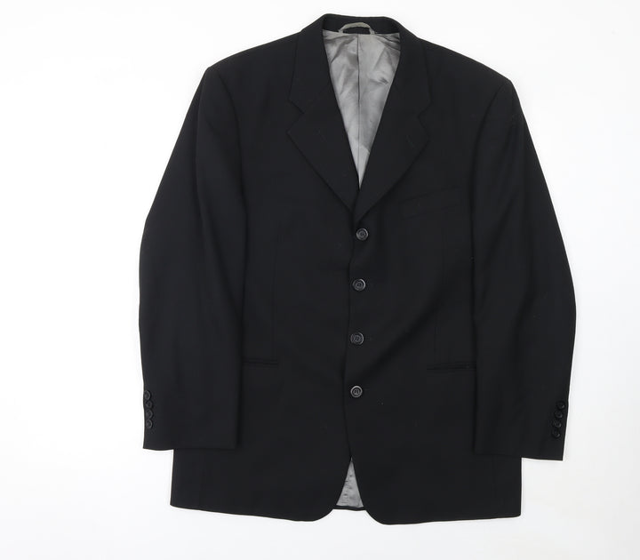 Tom English Studio Men's Black 40 Regular Wool Blend Suit Jacket