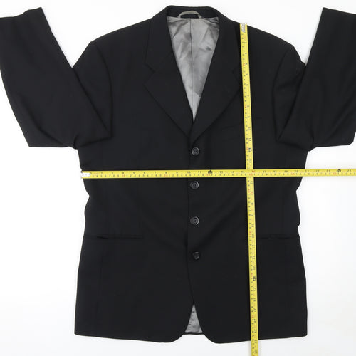 Tom English Studio Men's Black 40 Regular Wool Blend Suit Jacket