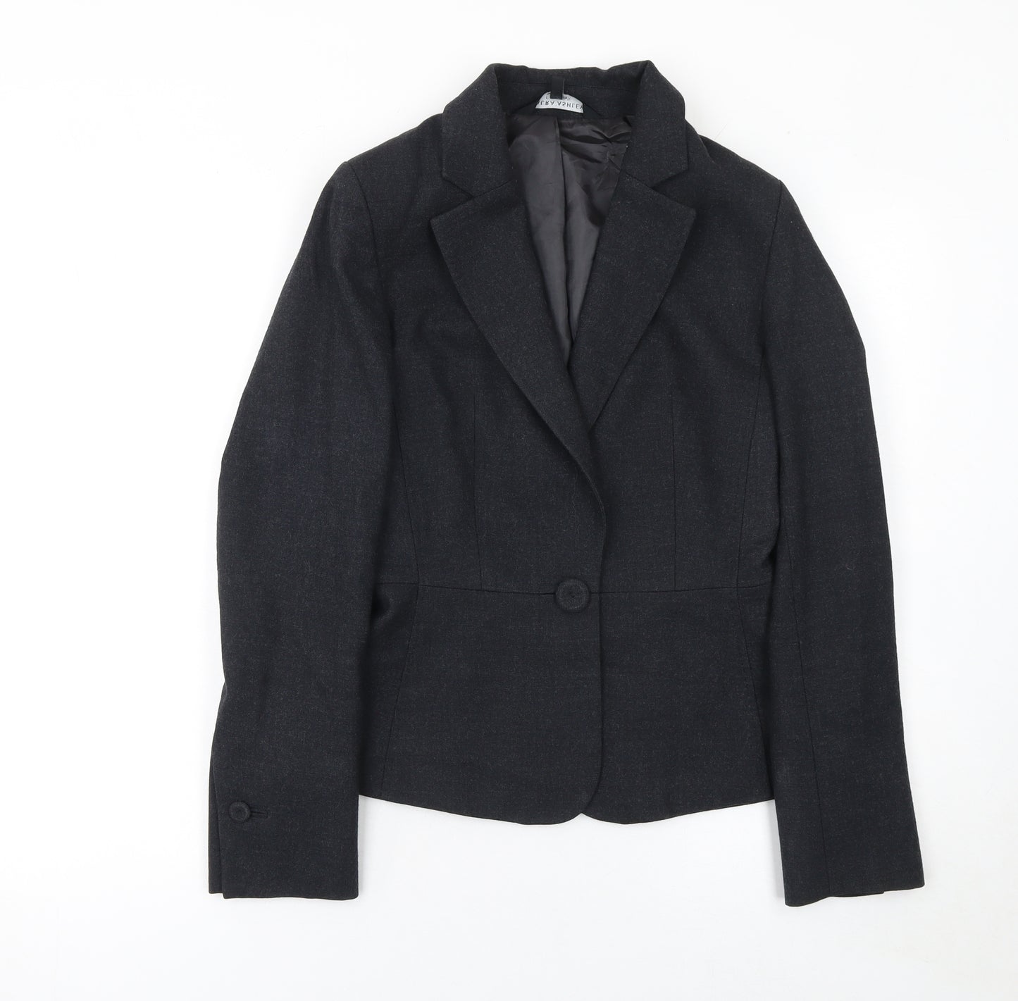 Laura Ashley Women Black Wool Blend Single-Breasted Blazer Jacket Size S