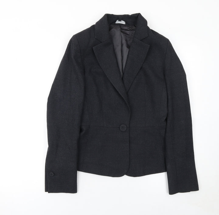 Laura Ashley Women Black Wool Blend Single-Breasted Blazer Jacket Size S
