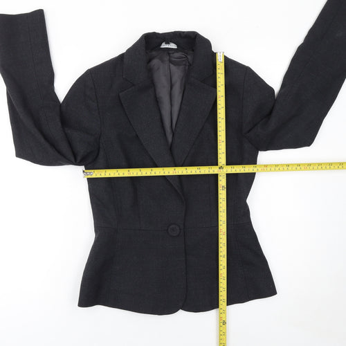Laura Ashley Women Black Wool Blend Single-Breasted Blazer Jacket Size S