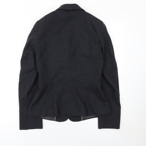 Laura Ashley Women Black Wool Blend Single-Breasted Blazer Jacket Size S