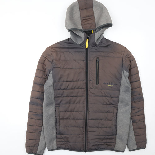 Jack & Jones Men’s Grey Hooded Puffer Jacket Size L Outdoor Style