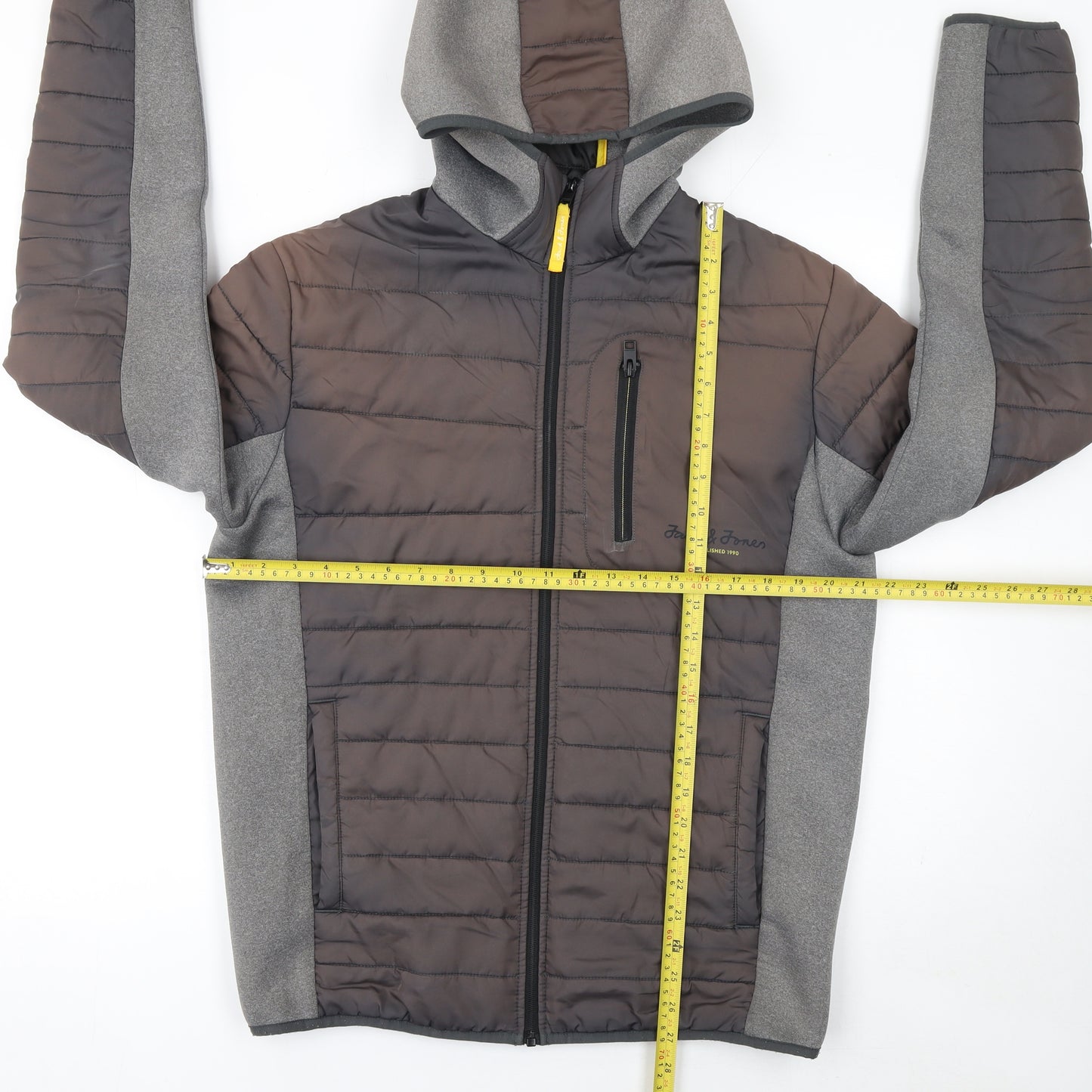 Jack & Jones Men’s Grey Hooded Puffer Jacket Size L Outdoor Style