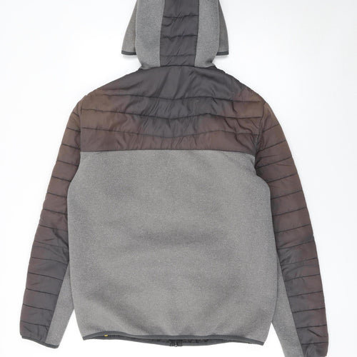 Jack & Jones Men’s Grey Hooded Puffer Jacket Size L Outdoor Style