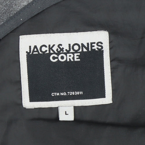 Jack & Jones Men’s Grey Hooded Puffer Jacket Size L Outdoor Style