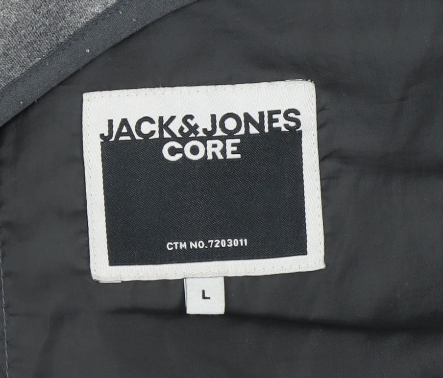 Jack & Jones Men’s Grey Hooded Puffer Jacket Size L Outdoor Style