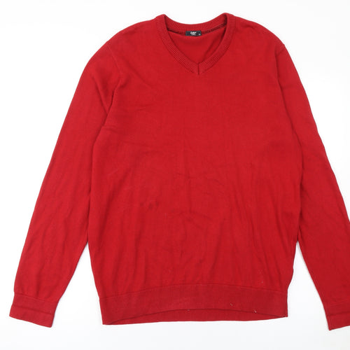 Cotton Traders Men's Red V-Neck Pullover Jumper Size M