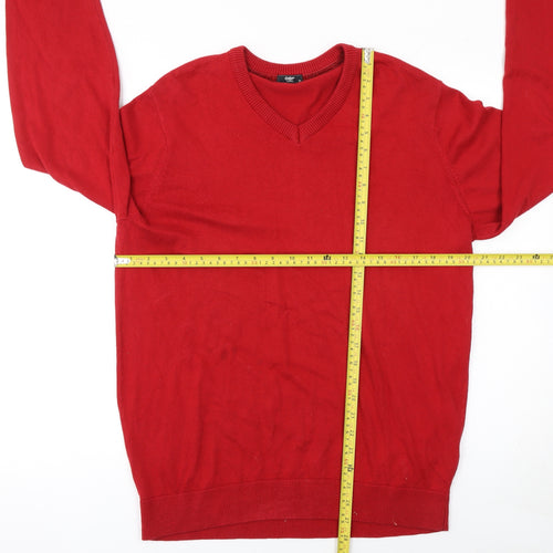 Cotton Traders Men's Red V-Neck Pullover Jumper Size M