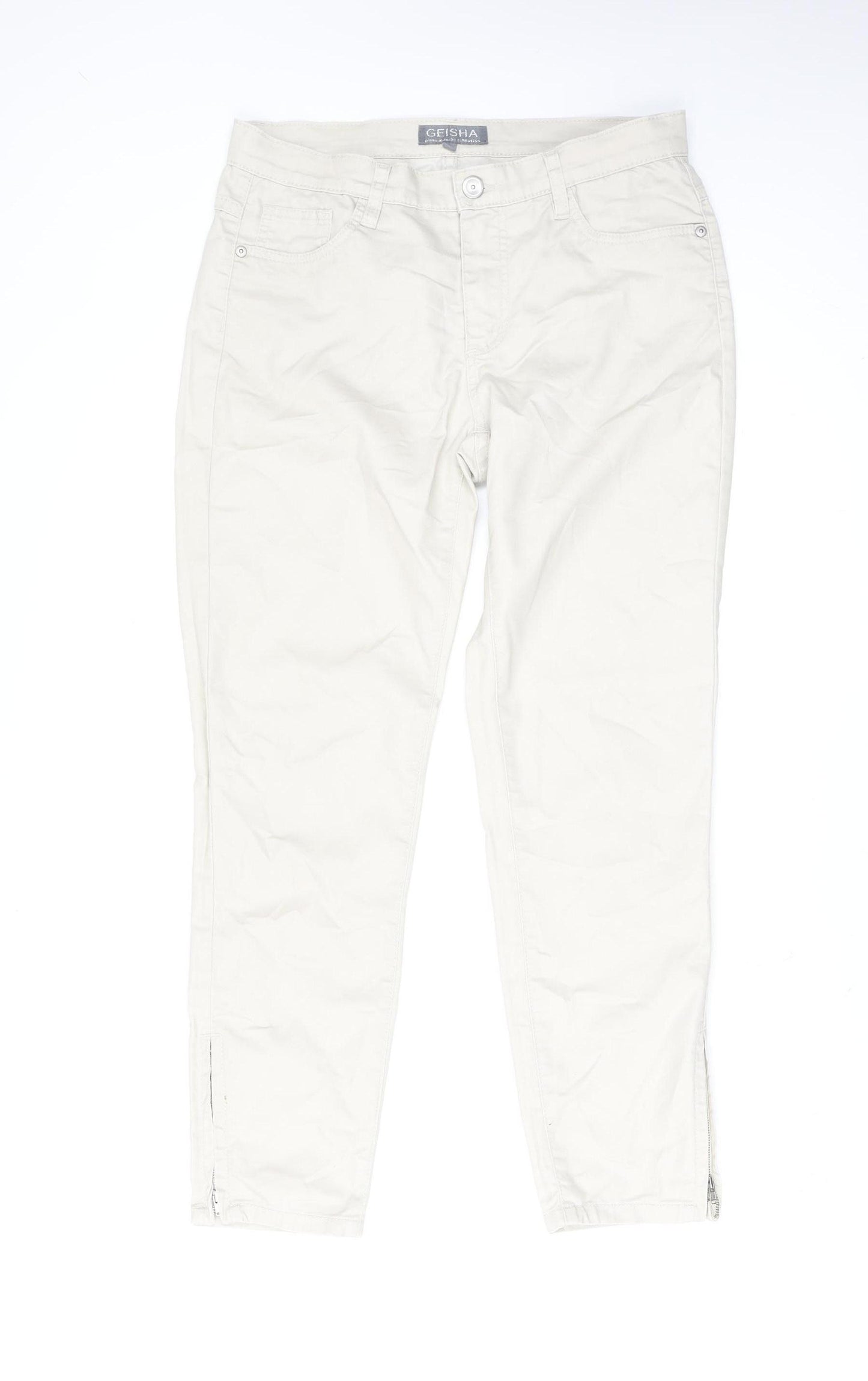 Geisha Women's Beige Straight Jeans M Regular Mid Rise