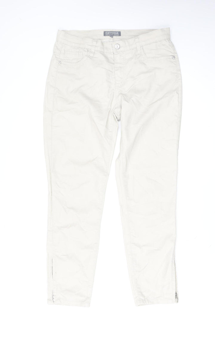 Geisha Women's Beige Straight Jeans M Regular Mid Rise