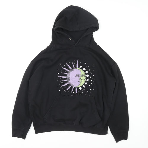 Daisy Street Women's Black Celestial Sun & Moon Pullover Hoodie UK 8