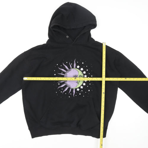 Daisy Street Women's Black Celestial Sun & Moon Pullover Hoodie UK 8