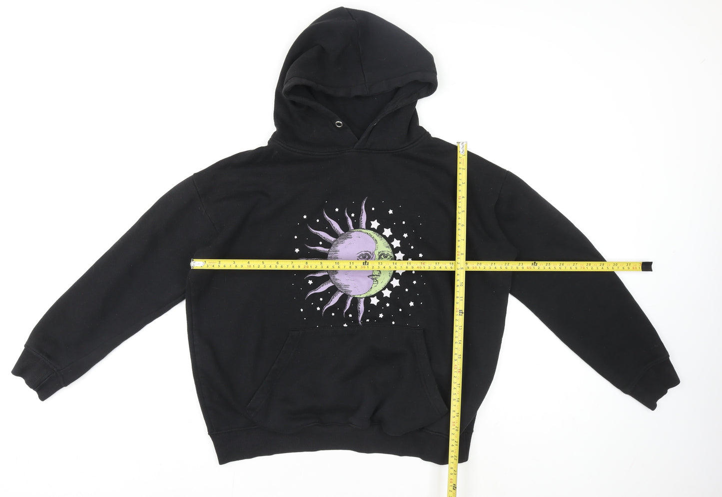 Daisy Street Women's Black Celestial Sun & Moon Pullover Hoodie UK 8