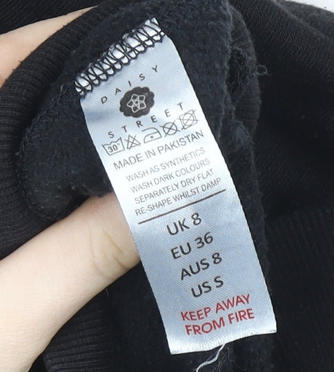 Daisy Street Women's Black Celestial Sun & Moon Pullover Hoodie UK 8