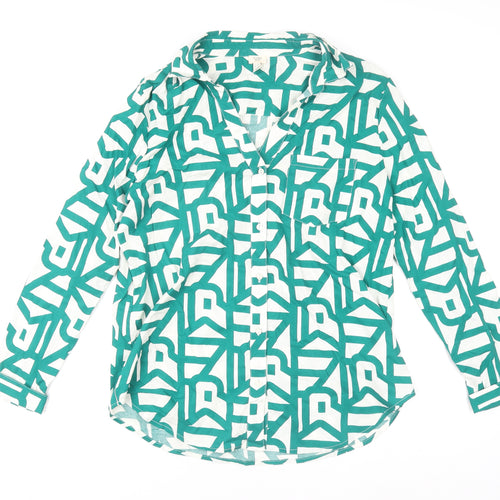 River Island Womens Green Geometric Button-Up Shirt Size 12