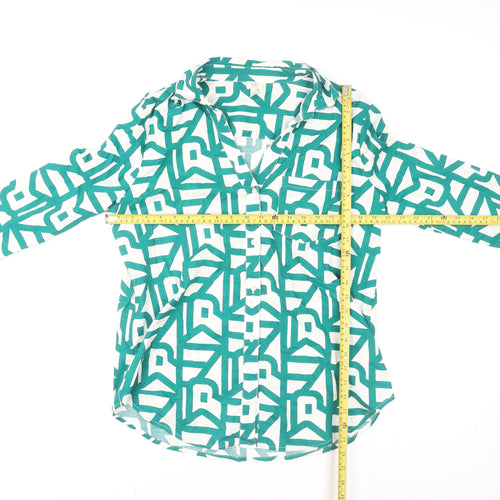 River Island Womens Green Geometric Button-Up Shirt Size 12