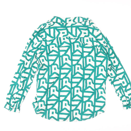 River Island Womens Green Geometric Button-Up Shirt Size 12