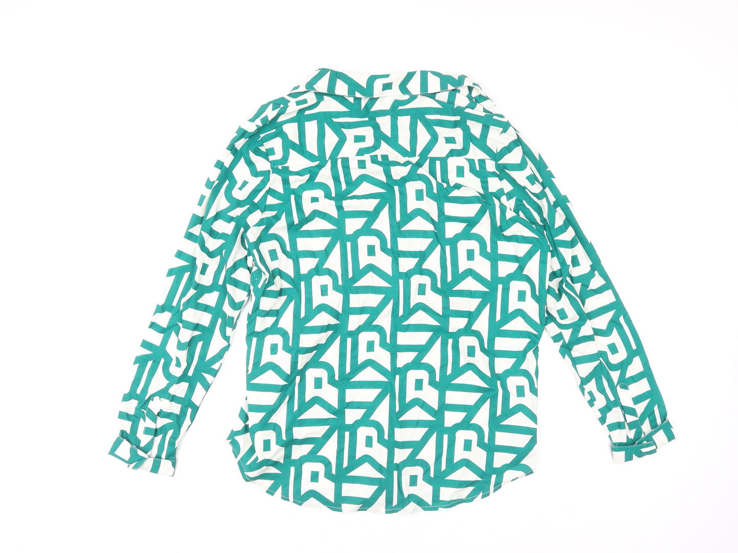 River Island Womens Green Geometric Button-Up Shirt Size 12
