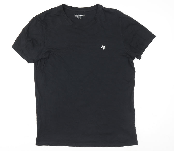Jack & Jones Men's Black M Basic Crew Neck Cotton T-Shirt