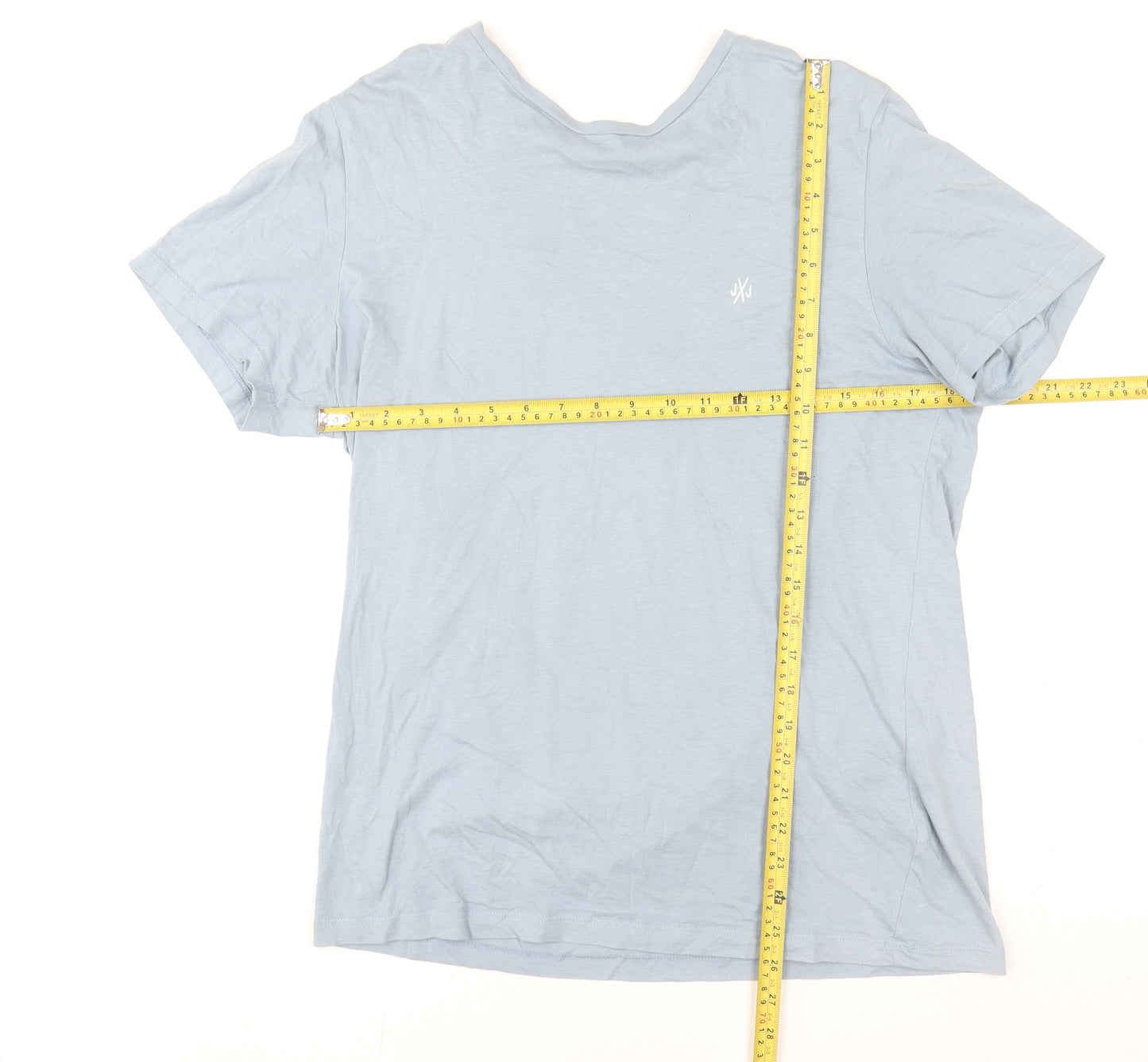Jack & Jones Men Blue M Basic Cotton Short Sleeve T-Shirt