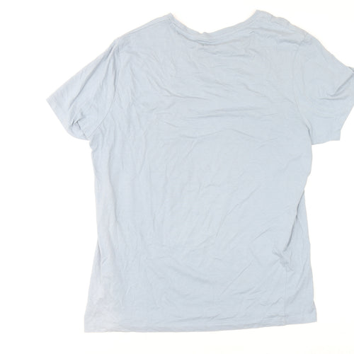 Jack & Jones Men Blue M Basic Cotton Short Sleeve T-Shirt