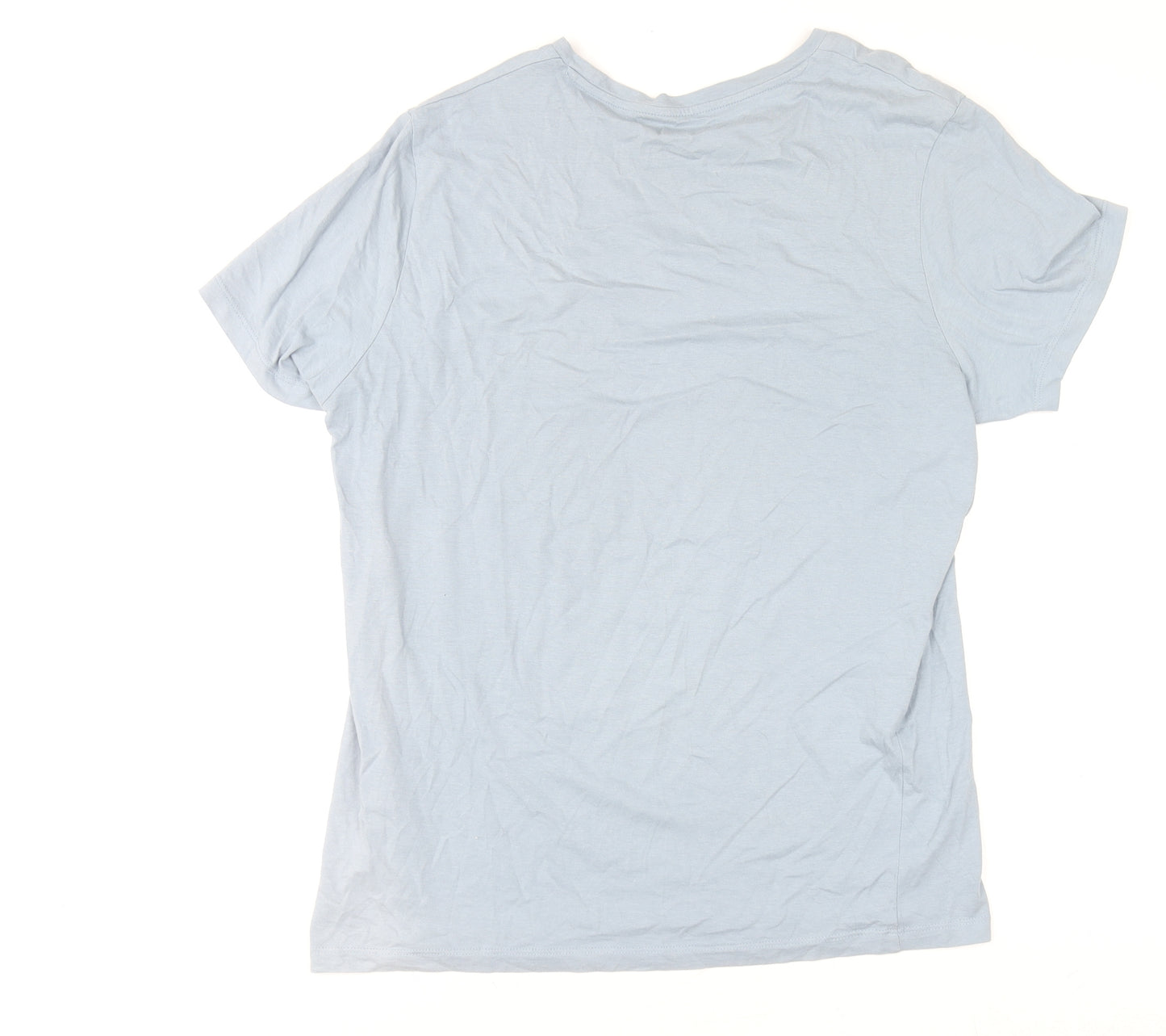 Jack & Jones Men Blue M Basic Cotton Short Sleeve T-Shirt