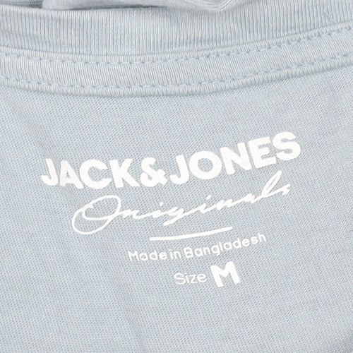 Jack & Jones Men Blue M Basic Cotton Short Sleeve T-Shirt