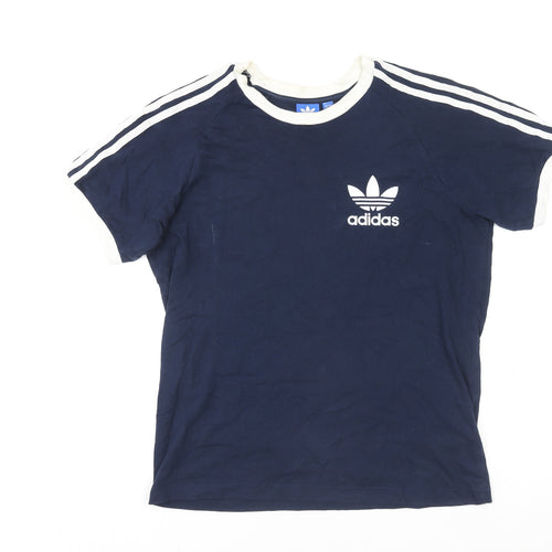adidas Women Blue Short Sleeve Crew Neck Sports T-Shirt Size M