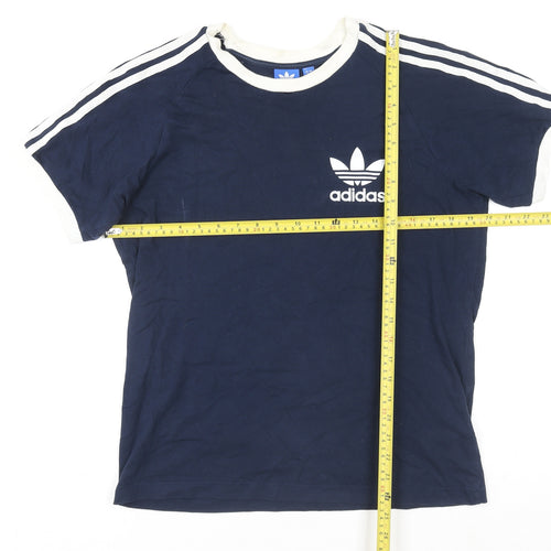 adidas Women Blue Short Sleeve Crew Neck Sports T-Shirt Size M