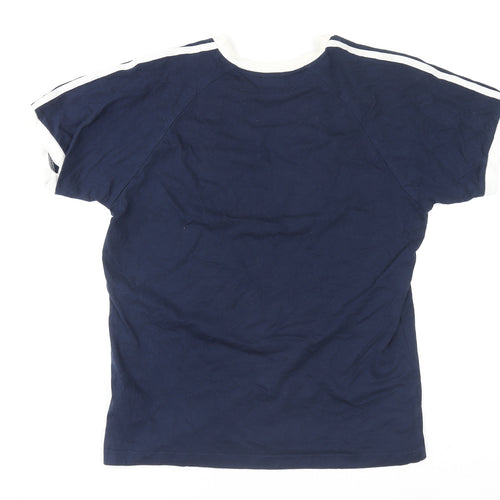 adidas Women Blue Short Sleeve Crew Neck Sports T-Shirt Size M