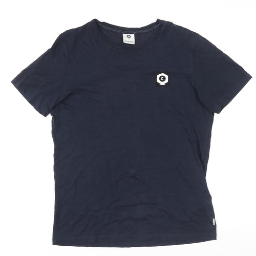 Jack & Jones Men Blue Core Basic Cotton Crew Neck T-Shirt Size M