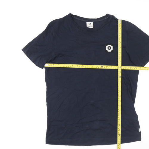 Jack & Jones Men Blue Core Basic Cotton Crew Neck T-Shirt Size M