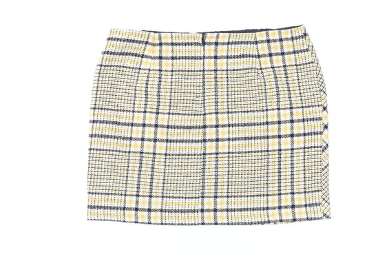 George Women Yellow Check Tweed Mini Skirt Size 16