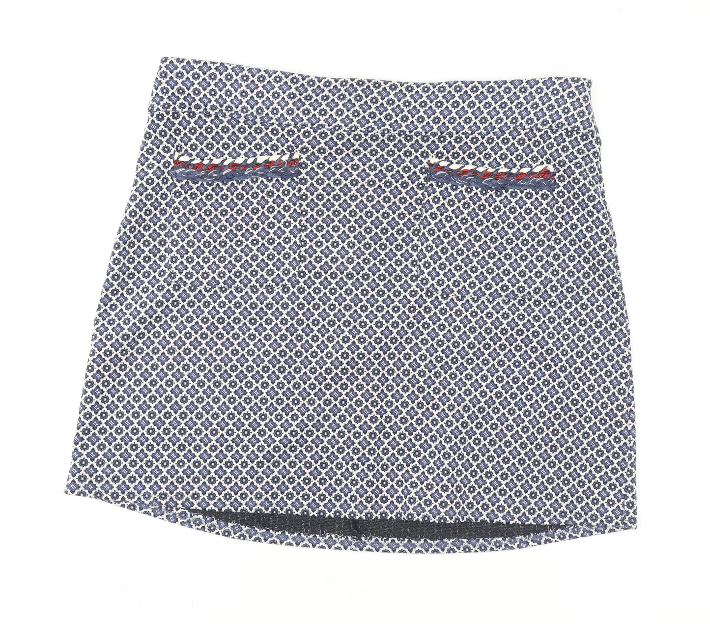Dorothy Perkins Women’s Blue Geometric Tweed Mini Skirt Size 12