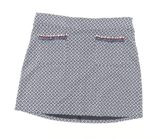 Dorothy Perkins Women’s Blue Geometric Tweed Mini Skirt Size 12