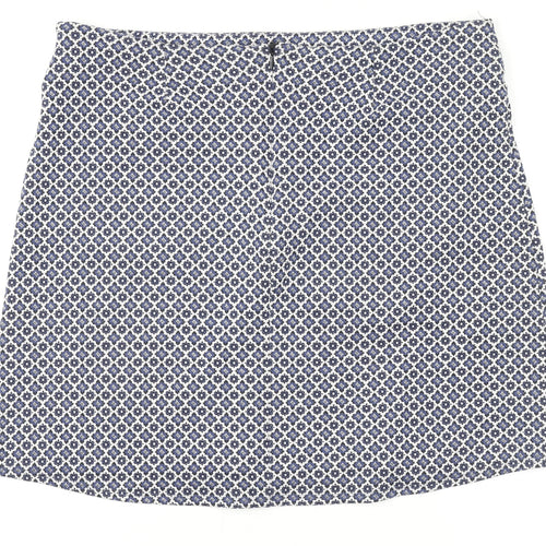 Dorothy Perkins Women’s Blue Geometric Tweed Mini Skirt Size 12