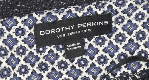 Dorothy Perkins Women’s Blue Geometric Tweed Mini Skirt Size 12