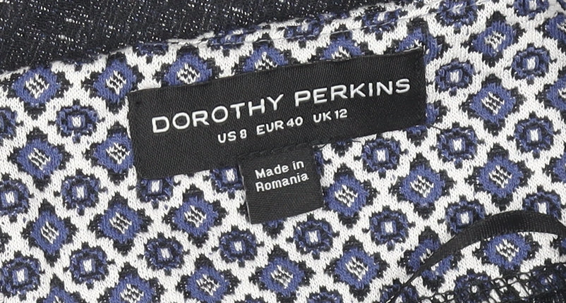 Dorothy Perkins Women’s Blue Geometric Tweed Mini Skirt Size 12