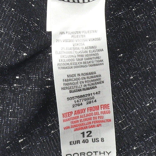 Dorothy Perkins Women’s Blue Geometric Tweed Mini Skirt Size 12