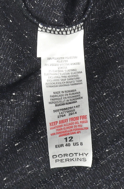 Dorothy Perkins Women’s Blue Geometric Tweed Mini Skirt Size 12