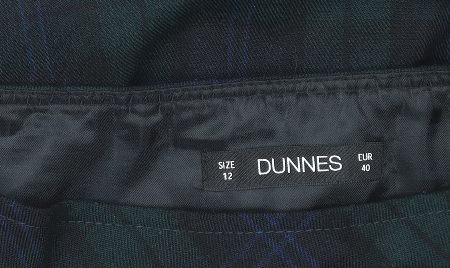 Dunnes Womens Green Tartan Buckle Short Skirt Size 12